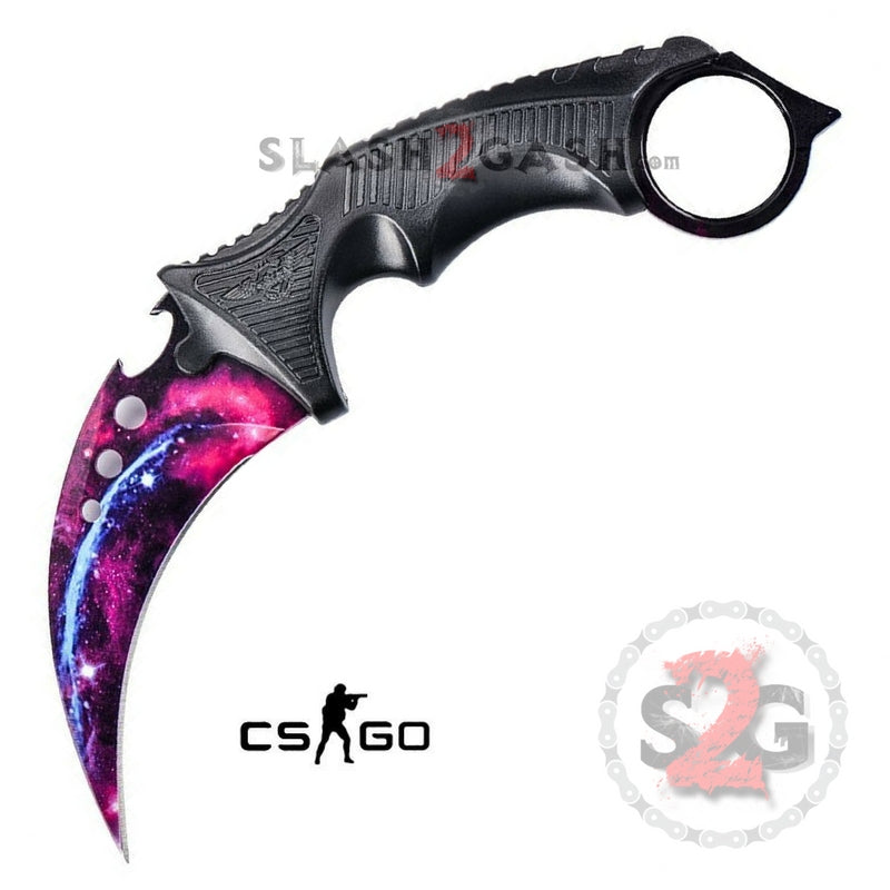 CSGO ELITE Counter Strike Full Tang KARAMBIT Tactical Claw Neck Knife Galaxy Knife-Fixed - Tophatter Daily Deals