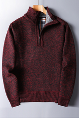 Warm Men's Knit Pullover - Half Zip, Wool Blend, Casual Red - Tophatter Daily Deals