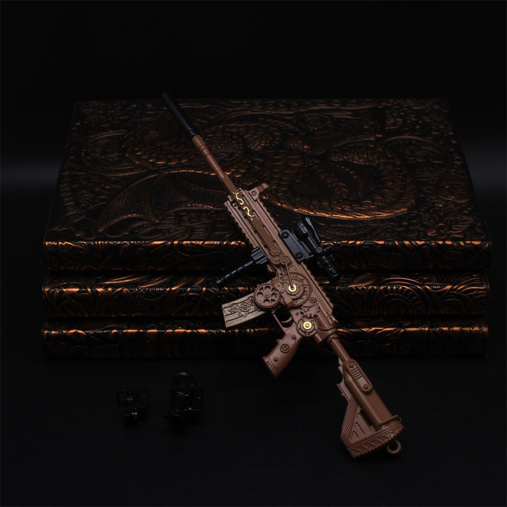 Steampunk HK416 Miniature Metal Gun 21CM/8.3" - Tophatter Daily Deals