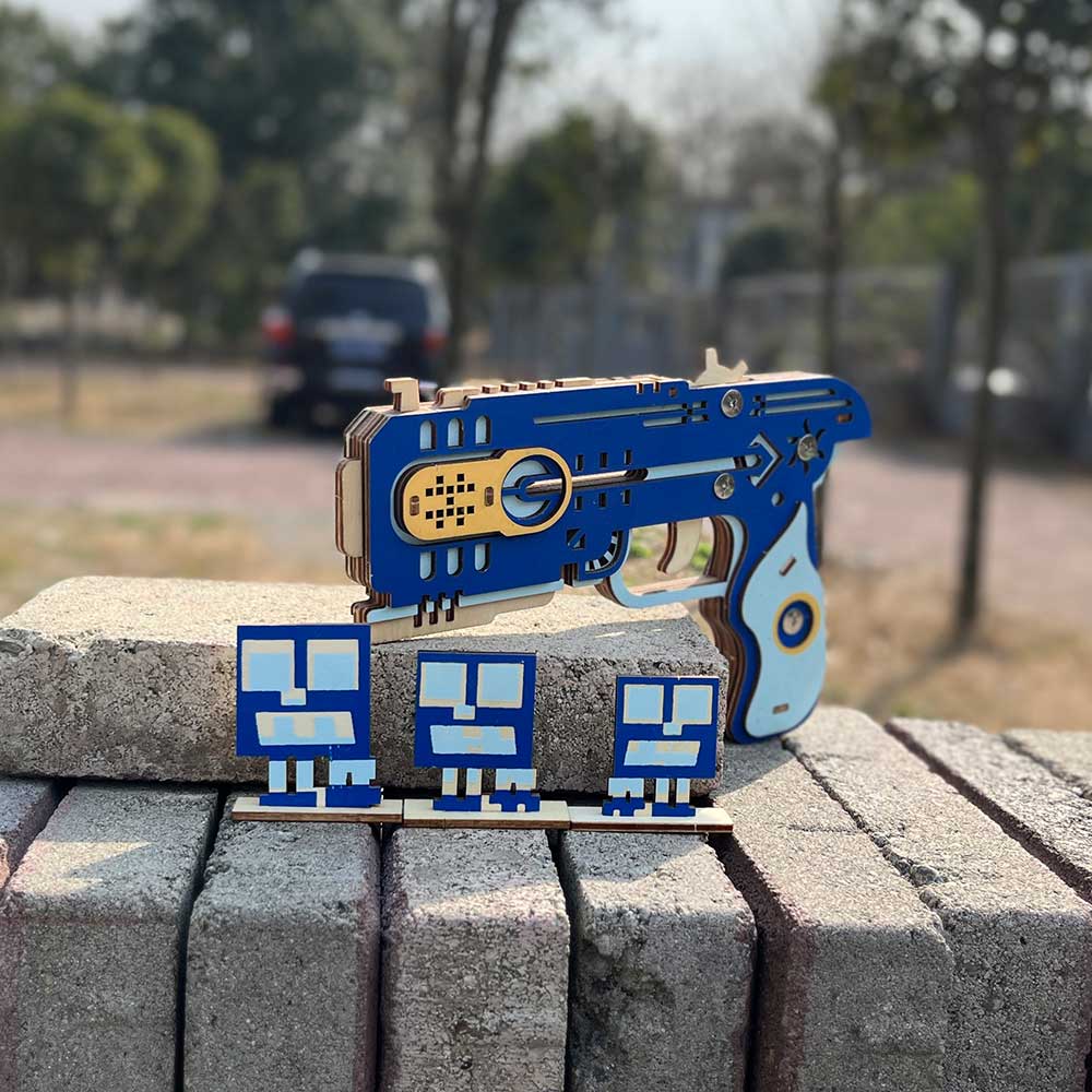 Wooden Kit Training Dragon Rubber Band Pistol Model Kit - Tophatter Daily Deals