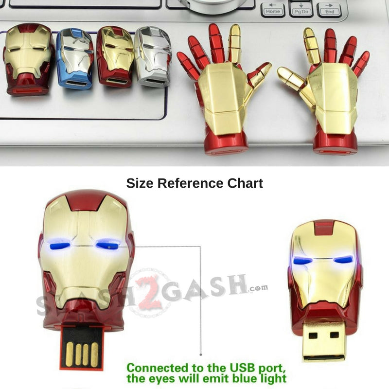 Iron Man USB Flash Drive 2.0 w/ LED Light-up Eyes 16gb Memory Stick USB Flash Drive - Tophatter Daily Deals