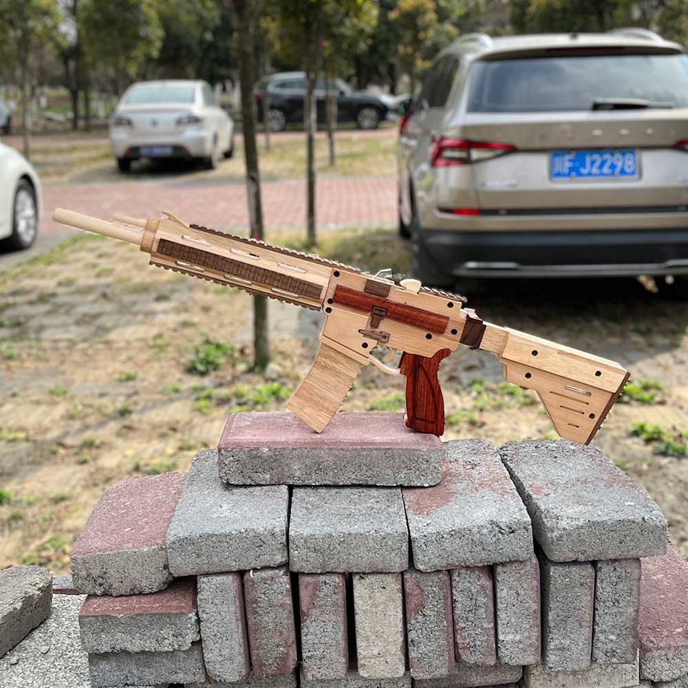 M416 Wooden Rubber Band Gun Model Kit - Tophatter Daily Deals