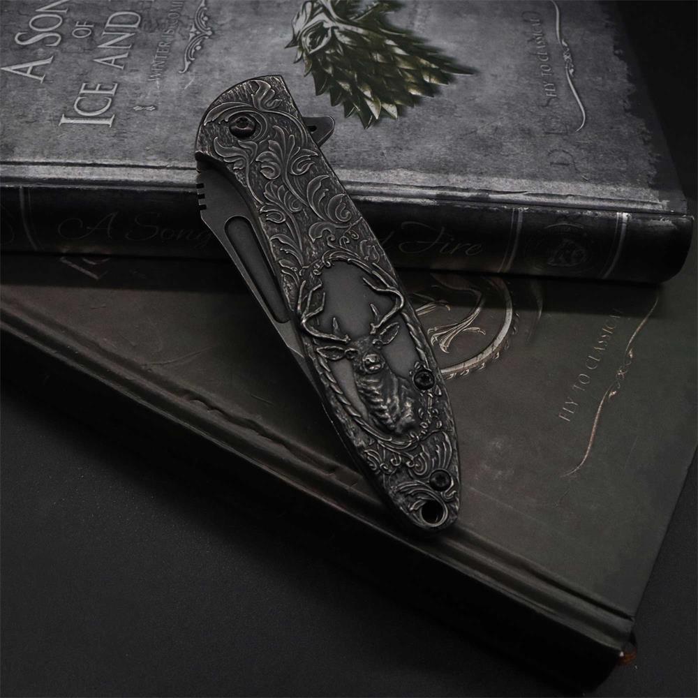 Fantastic Reindeer in the Mirror Folding Knife - Tophatter Daily Deals