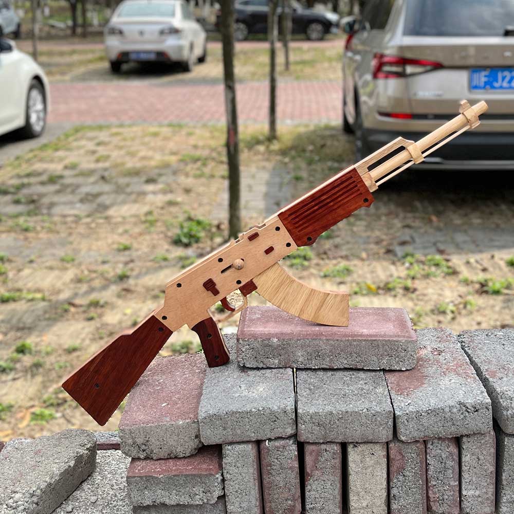 AK47 Wooden Replica Rubber Band Gun Model Kit - Tophatter Daily Deals