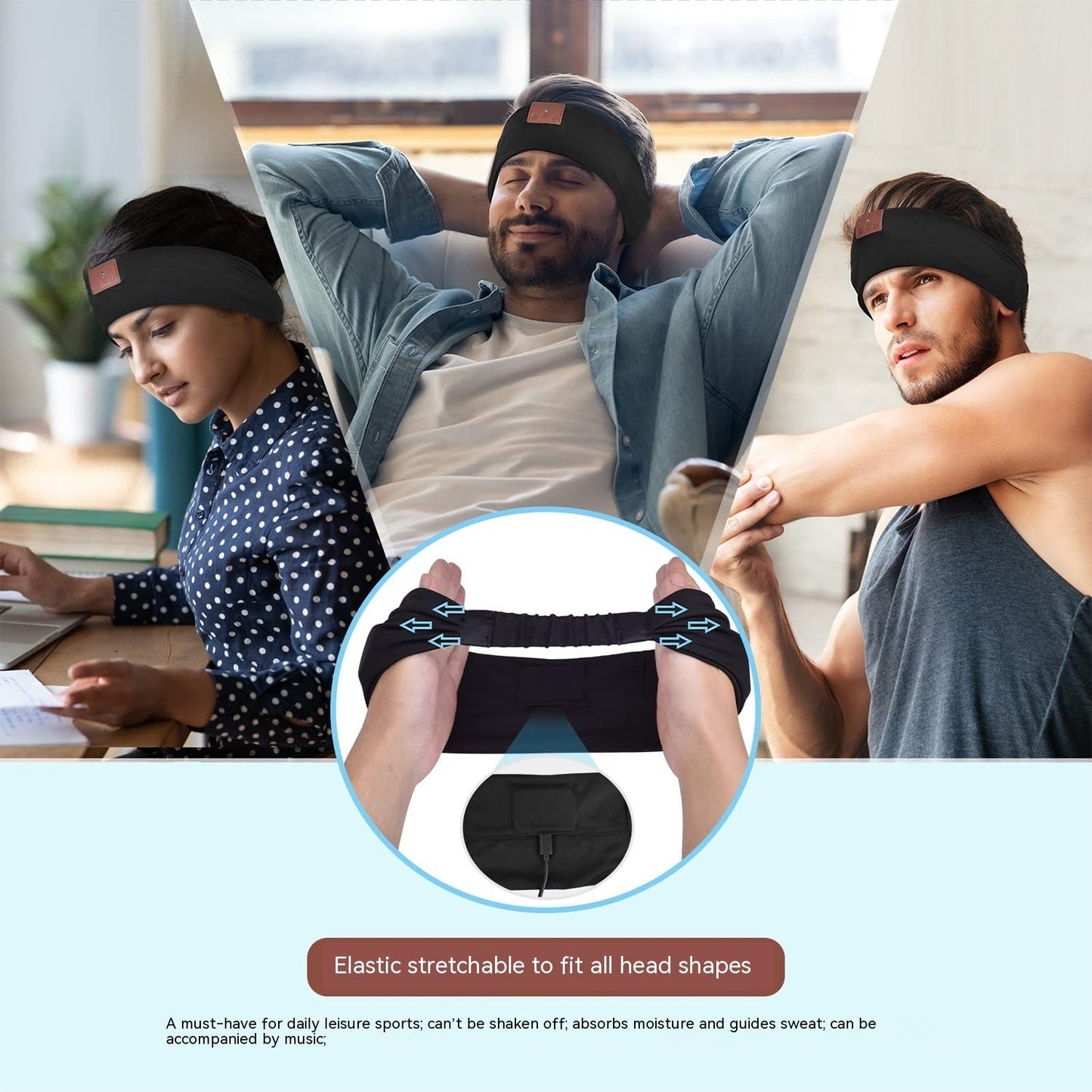 Bluetooth Wireless Call Elastic Shading Non-slip Sports Music Headscarf 0 - Tophatter Daily Deals