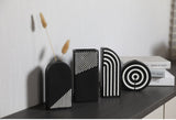 Black And White Striped Ceramic Dried Flower Vase Decorative Art Ornaments 0 - Tophatter Daily Deals