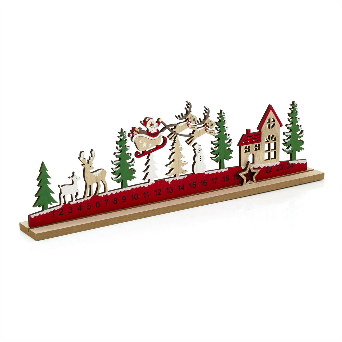 Santa's Sleigh Ride Christmas Advent Calendar | Wooden Christmas Calendar - 45cm Advent Calendar - Tophatter Daily Deals