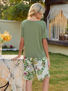 Short Sleeve Top and Printed Shorts Lounge Set Loungewear Sets - Tophatter Daily Deals