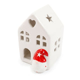 White Ceramic LED Christmas House with Gonk | Light Up Festive Decoration - 11cm Ornament - Tophatter Daily Deals