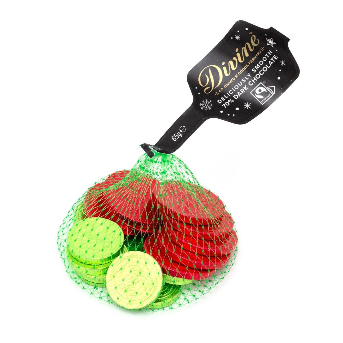 Divine Fairtrade 70% Dark Chocolate Coins | Vegan Dark Chocolate Money - 65g Advent Calendar - Tophatter Daily Deals