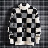 Warm Mens Crew Sweater - Checked Knit, Nylon, For Winter Black 3D Changing Face Moving Picture Frame - Tophatter Daily Deals