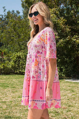 Floral Polka Dot Buttoned Mini Dress Casual Dresses - Tophatter Daily Deals