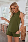 Round Neck Tank and Shorts Lounge Set Loungewear Sets - Tophatter Daily Deals