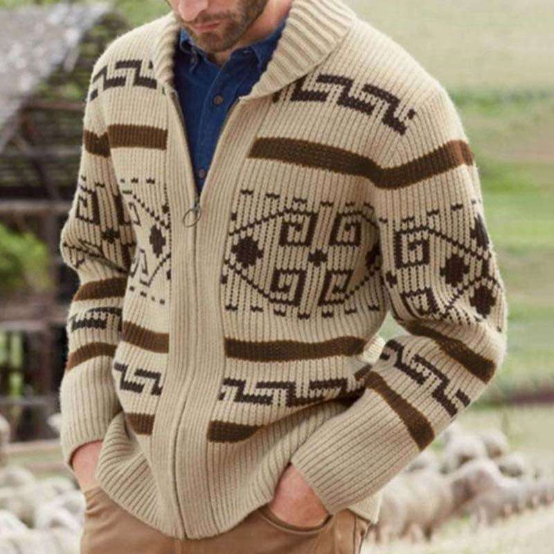Insulating Men's Zip Cardigan - Shawl Collar Knit, Layering 3D Changing Face Moving Picture Frame - Tophatter Daily Deals