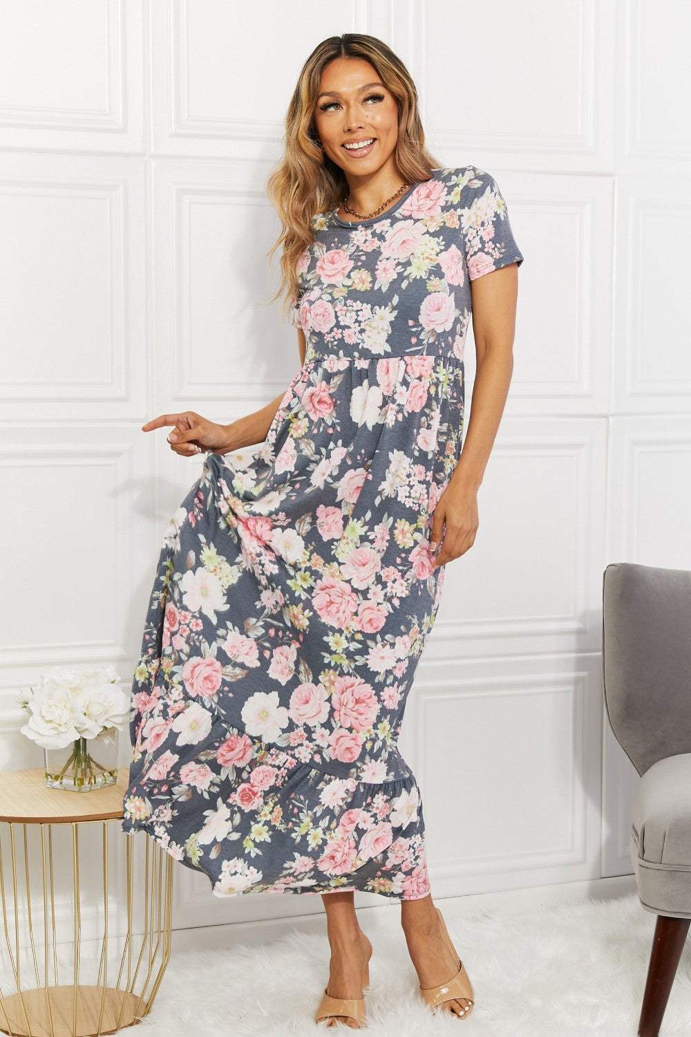 BOMBOM In Bloom Floral Tiered Maxi Dress Casual Dresses - Tophatter Daily Deals