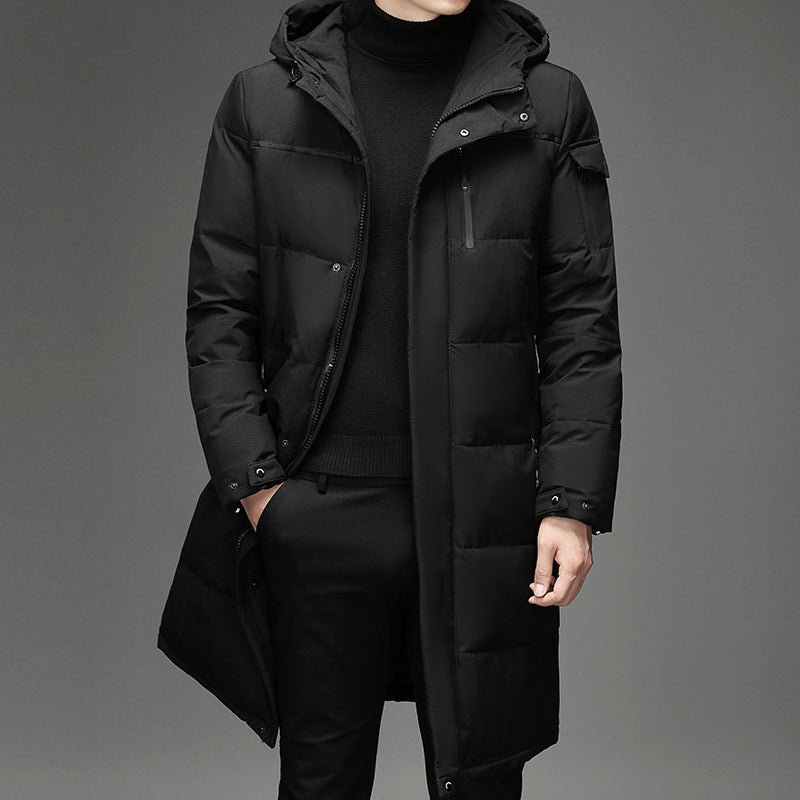 Lightweight Cozy Men's Down Coat - Long Puffer, Goose Down Black 3D Changing Face Moving Picture Frame - Tophatter Daily Deals