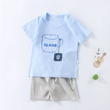 Boys And Girls Summer T-shirt Half Sleeve Suit Shorts Thin Blue Cup 0 - Tophatter Daily Deals