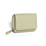 Small Pebbled Leather Trifold Wallet with Zip Coin Pocket Sage Green Handbags & Wallets - Tophatter Daily Deals