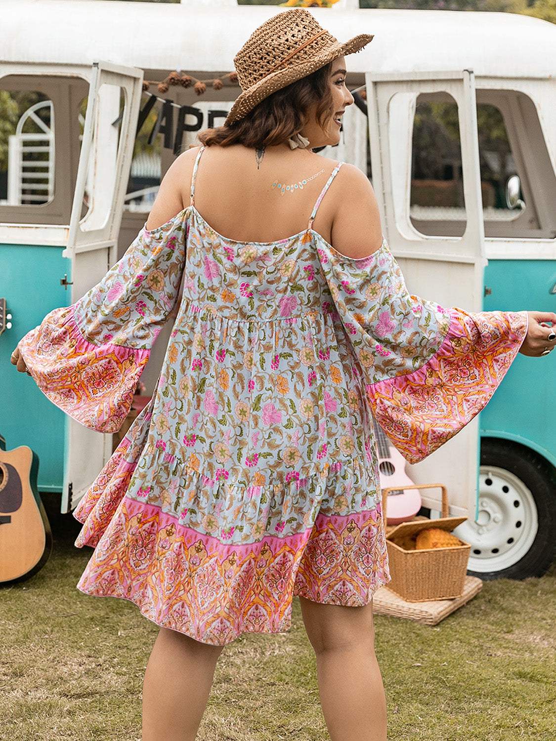 Plus Size Printed Long Sleeve Mini Dress Casual Dresses - Tophatter Daily Deals