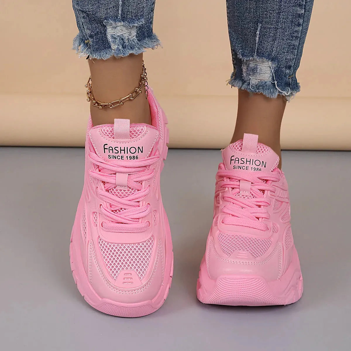 Fashion 1986™ Breathable Women's Sneakers Pink Sneakers - Tophatter Daily Deals