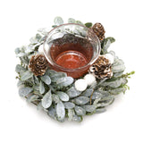 13cm Traditional Christmas Mistletoe Tealight Candle Holder | Christmas Wreath Tea Light Holder | Christmas Candle Centerpiece Candle Holder - Tophatter Daily Deals