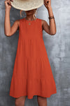 Sleeveless Round Neck Tiered Dress Orange Casual Dresses - Tophatter Daily Deals