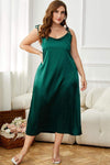 Plus Size Tie-Shoulder Midi Night Dress Green Sleep Dresses - Tophatter Daily Deals