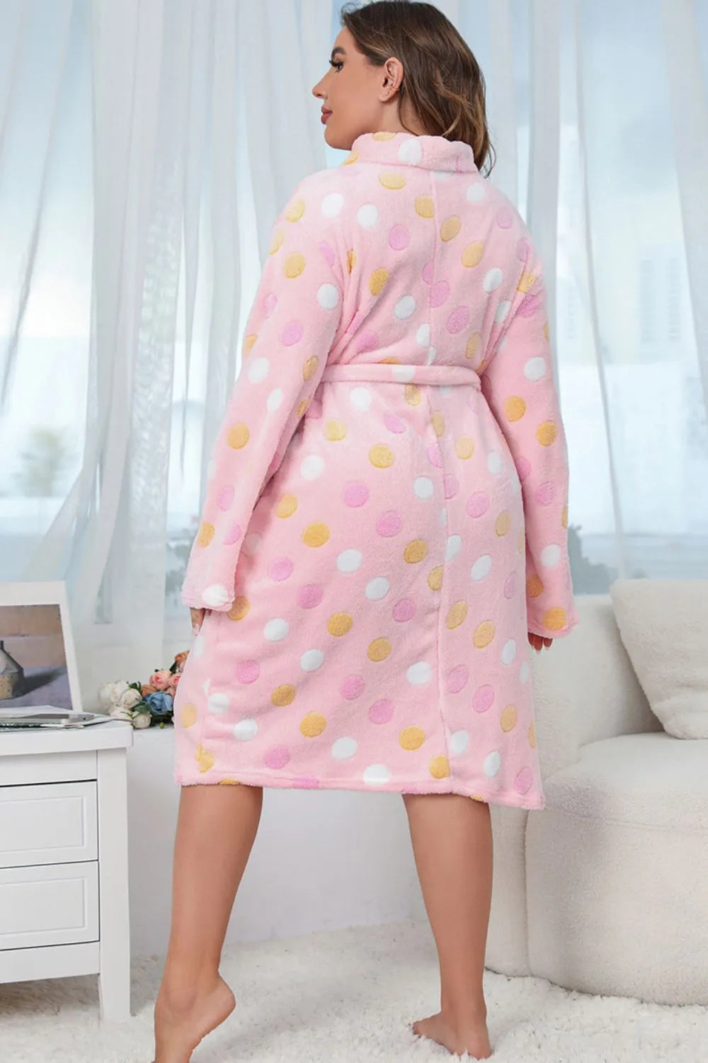 Plus Size Printed Tie Waist Robe with Pocket Sleep Dresses - Tophatter Daily Deals