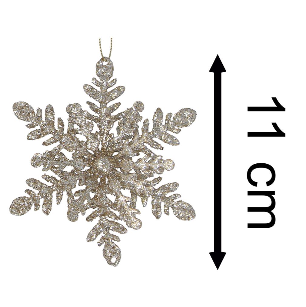 Gold Glitter Tin Snowflake Bauble | Gold Snowflake Christmas Tree Ornament 11cm Baubles - Tophatter Daily Deals
