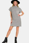 Zenana Short Sleeve Sweater Mini Dress Casual Dresses - Tophatter Daily Deals