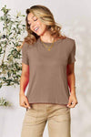 Basic Bae Full Size Round Neck Short Sleeve T-Shirt Taupe Women's T-Shirts - Tophatter Daily Deals