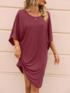 Round Neck Three-Quarter Sleeve Tee Dress Casual Dresses - Tophatter Daily Deals