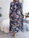 Tied Printed Long Sleeve Midi Dress Casual Dresses - Tophatter Daily Deals