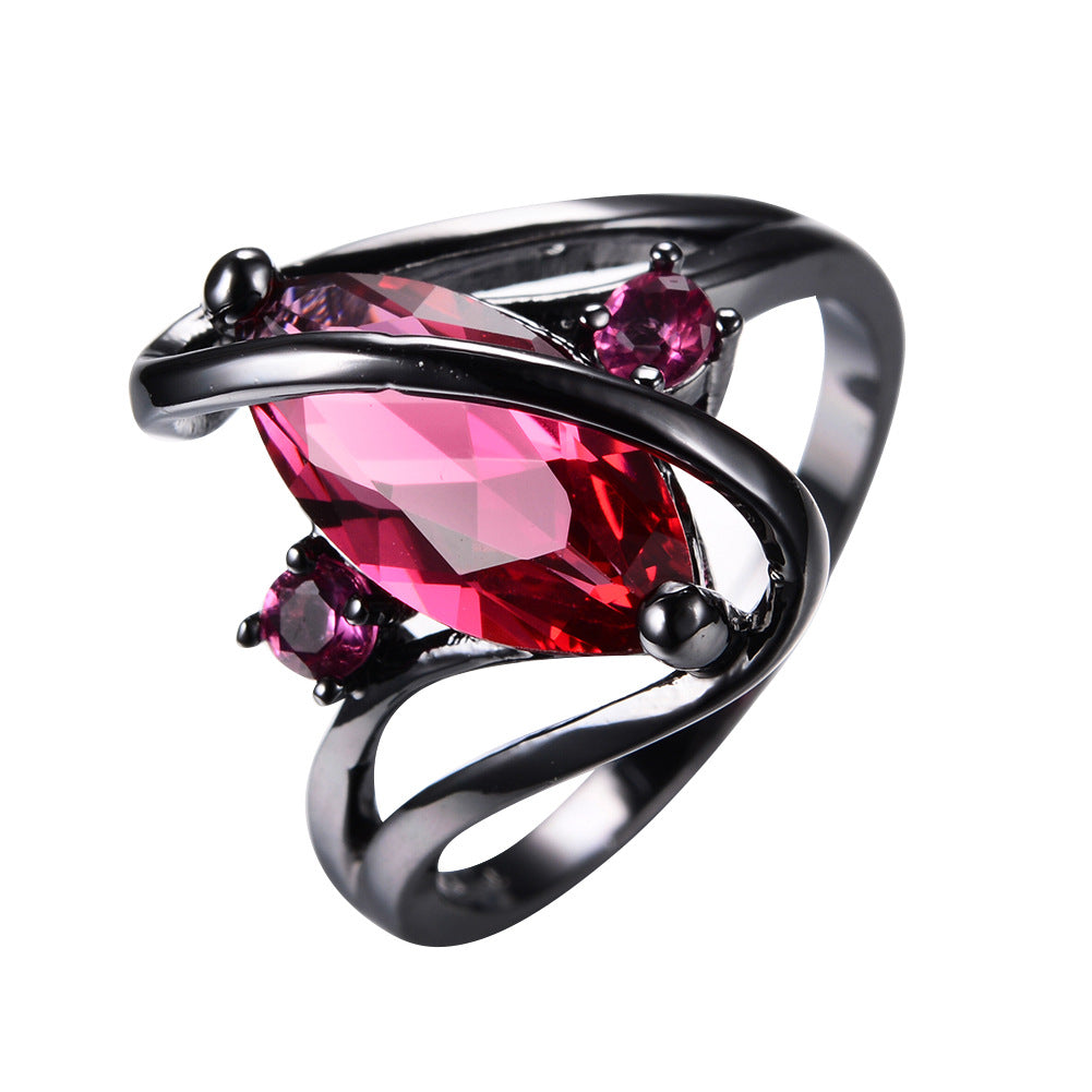 Black Gold S Shaped Zircon High End Diamond Ring For Men Orange 0 - Tophatter Daily Deals
