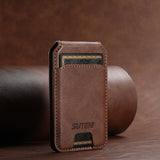 Android Universal Phone Magnetic Card Holder MagSafe Magnetic Ring PU Leather Brown 1pc 0 - Tophatter Daily Deals