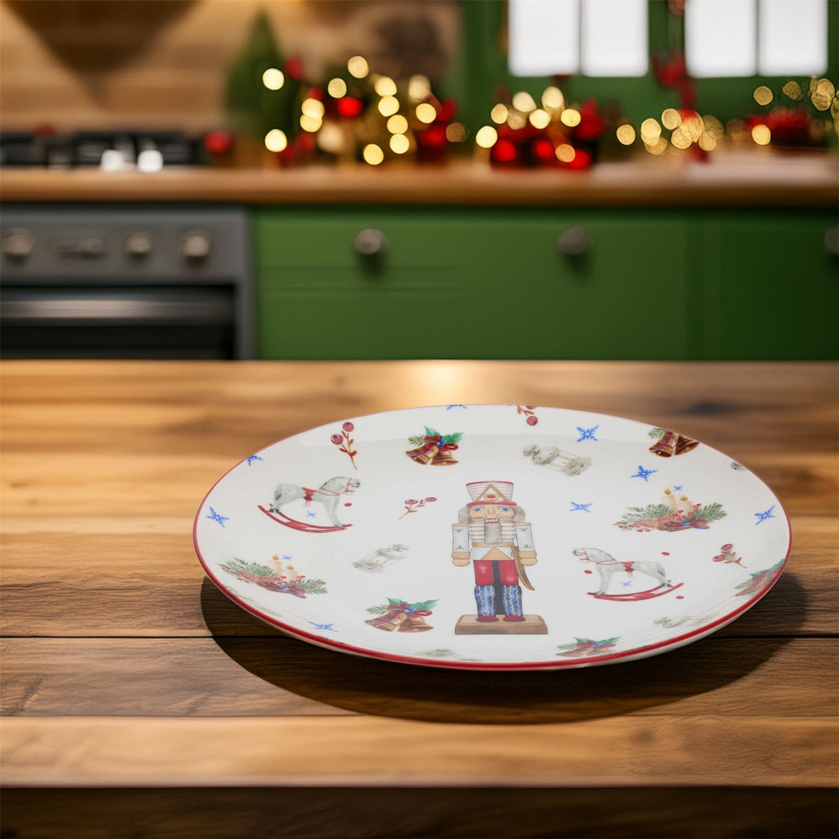 Nutcracker Christmas Plate Large | Retro Ceramic Festive Dinner Plate - 27cm Plate - Tophatter Daily Deals