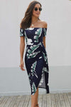 Slit Printed Off-Shoulder Midi Dress Casual Dresses - Tophatter Daily Deals