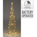 Gold Cone LED Christmas Tree | Warm White Pre-lit Light-Up Tree Cone - 60cm LED Light - Tophatter Daily Deals