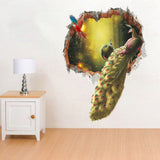 3d Peacock Forest Broken Wall Bedroom TV Backdrop Wall Decorative Removable Wall Sticker 0 - Tophatter Daily Deals