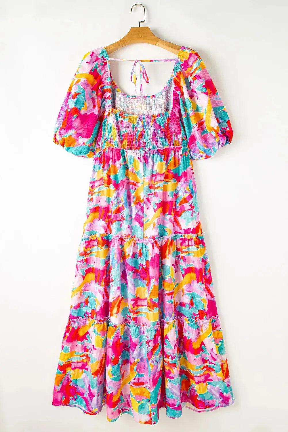 Plus Size Smocked Printed Half Sleeve Dress Casual Dresses - Tophatter Daily Deals
