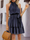 Frill Tied Mock Neck Sleeveless Dress Casual Dresses - Tophatter Daily Deals