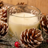 Christmas Wreath Scented Fragranced Candle Pot Ornament ~ Xmas Table Centrepiece Decoration ~ Red Wax - Spiced Apple & Cinnamon Scented Candle - Tophatter Daily Deals