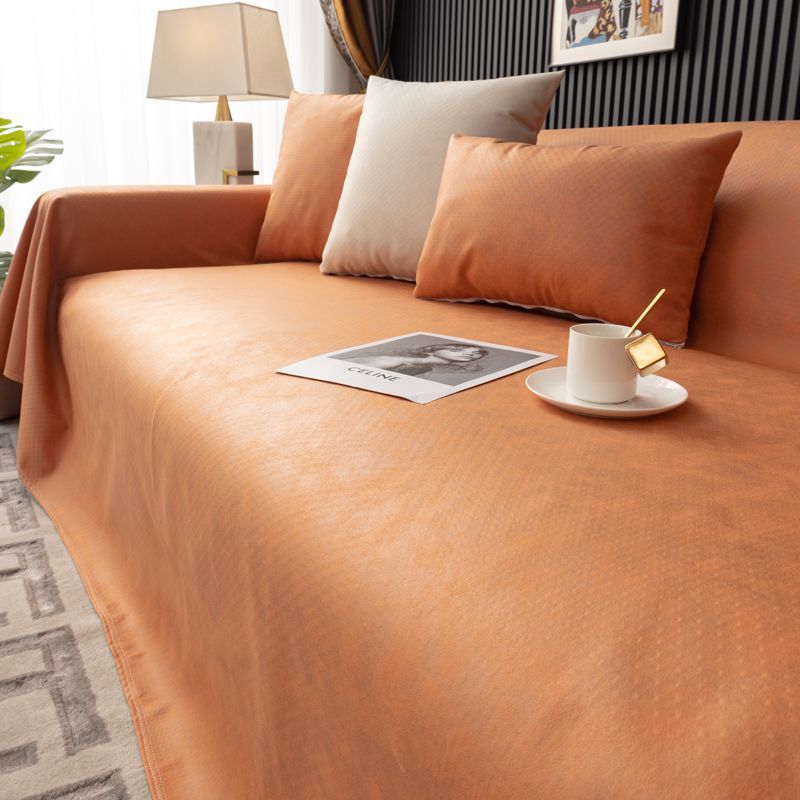 Anti Cat Scratch All-weather Universal Non Stick Wool Technology Cloth Sofa Cover Orange 0 - Tophatter Daily Deals