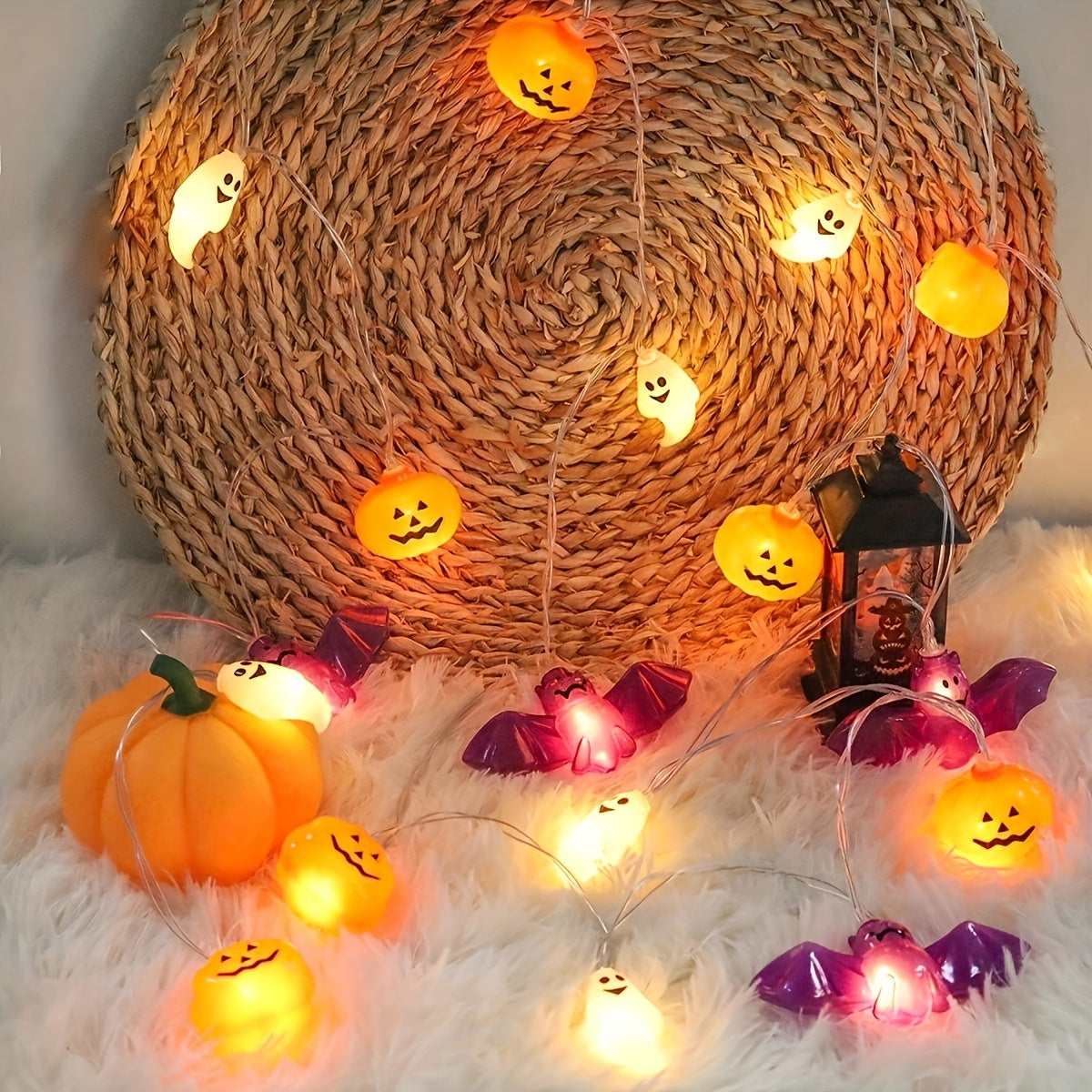 Halloween LED Pumpkin Bat String Lights Halloween - Tophatter Daily Deals