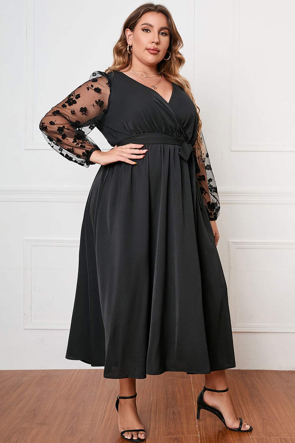 Plus Size Surplice Neck Tied Dress Casual Dresses - Tophatter Daily Deals