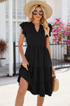 Ruched Notched Cap Sleeve Dress Casual Dresses - Tophatter Daily Deals