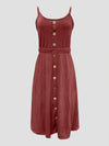 Decorative Button Spaghetti Strap Dress Casual Dresses - Tophatter Daily Deals