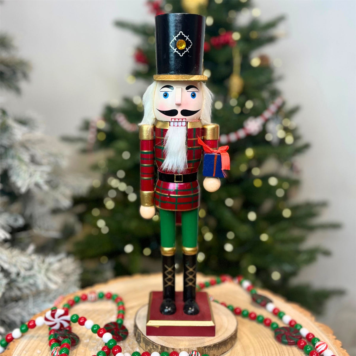 Traditional Christmas Nutcracker Soldier Wooden Figure with Moveable Parts 38cm Ornament - Tophatter Daily Deals