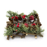 Handcrafted Christmas Double Tealight Candle Holder ~ Xmas Table Centrepiece Candle Holder - Tophatter Daily Deals