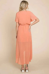 Culture Code Full Size Swiss Dot Tied Slit Short Sleeve Dress Casual Dresses - Tophatter Daily Deals
